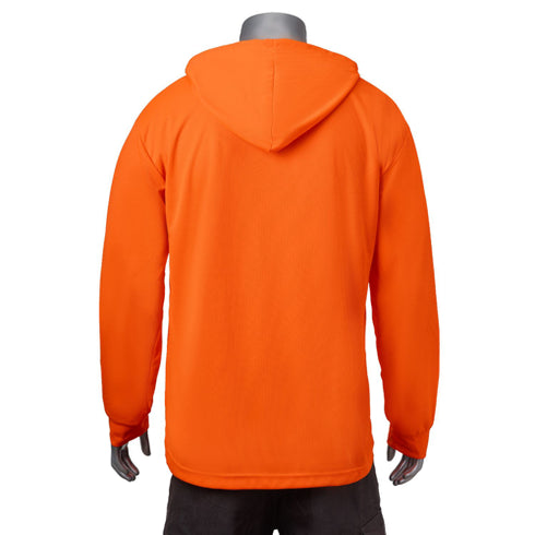 Hi Viz Non-ANSI Long Sleeve Hooded Safety T-Shirt | Safety orange